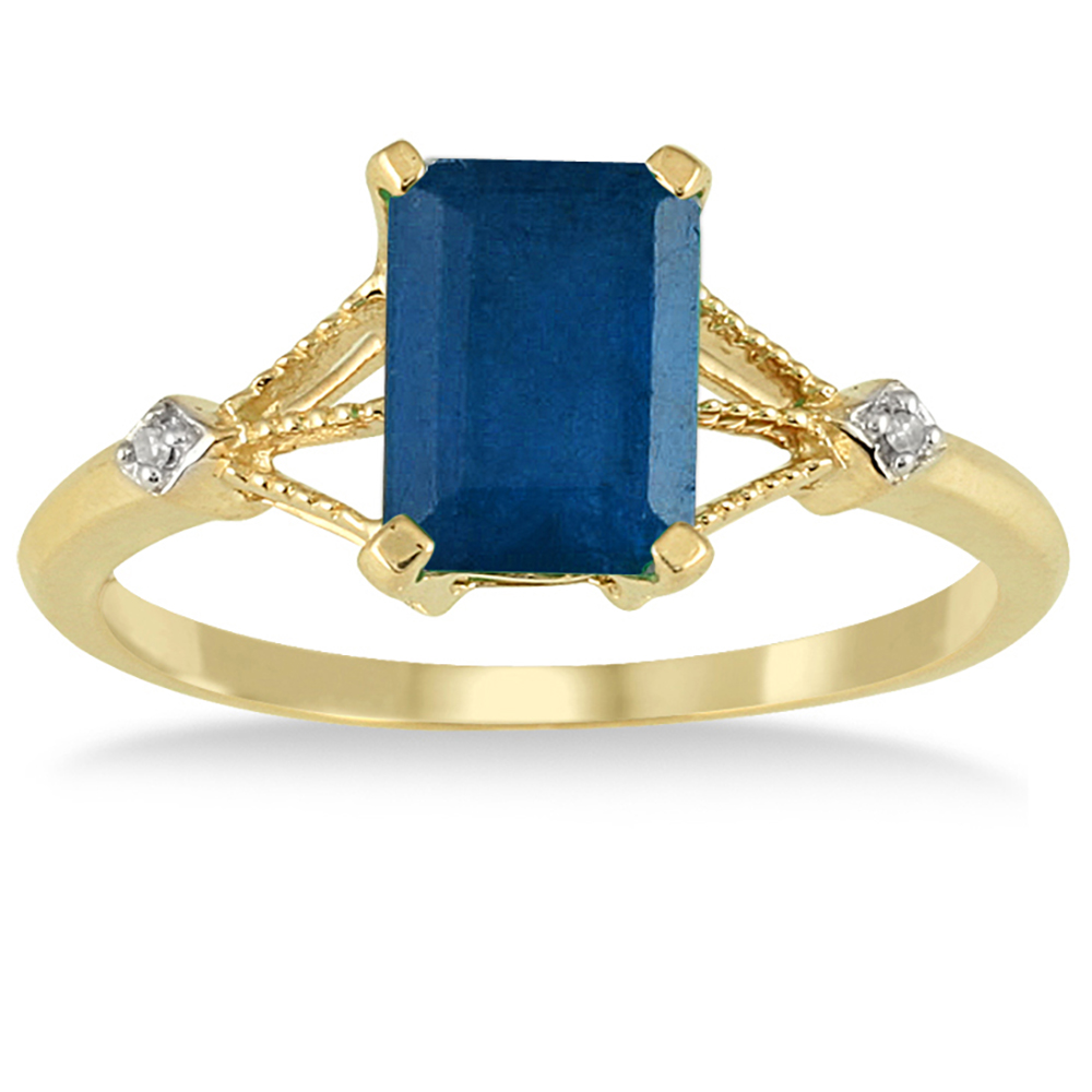 1.60 Carat Sapphire and Diamond Ring in 10K Yellow Gold