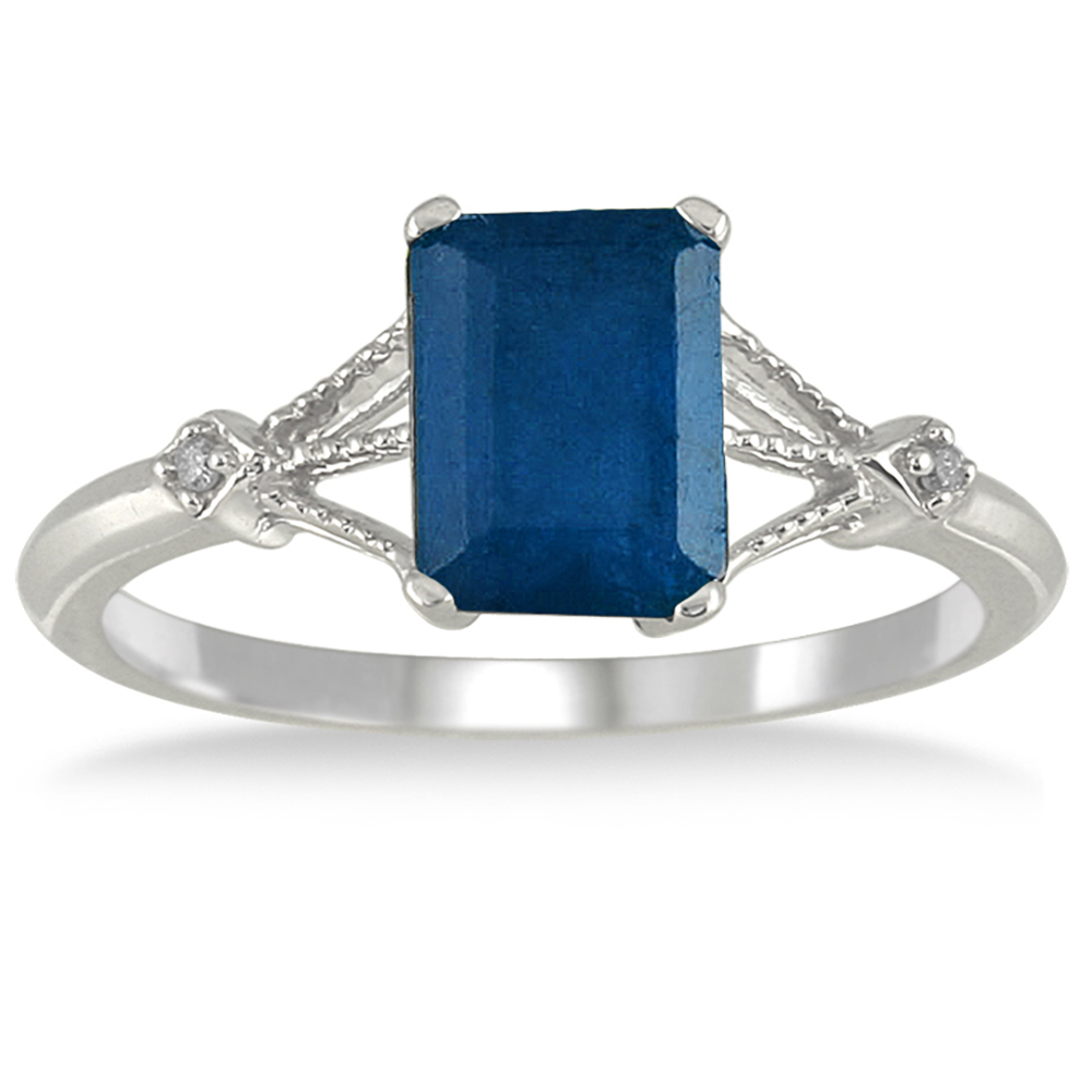 1.60 Carat Sapphire and Diamond Ring in 10K White Gold