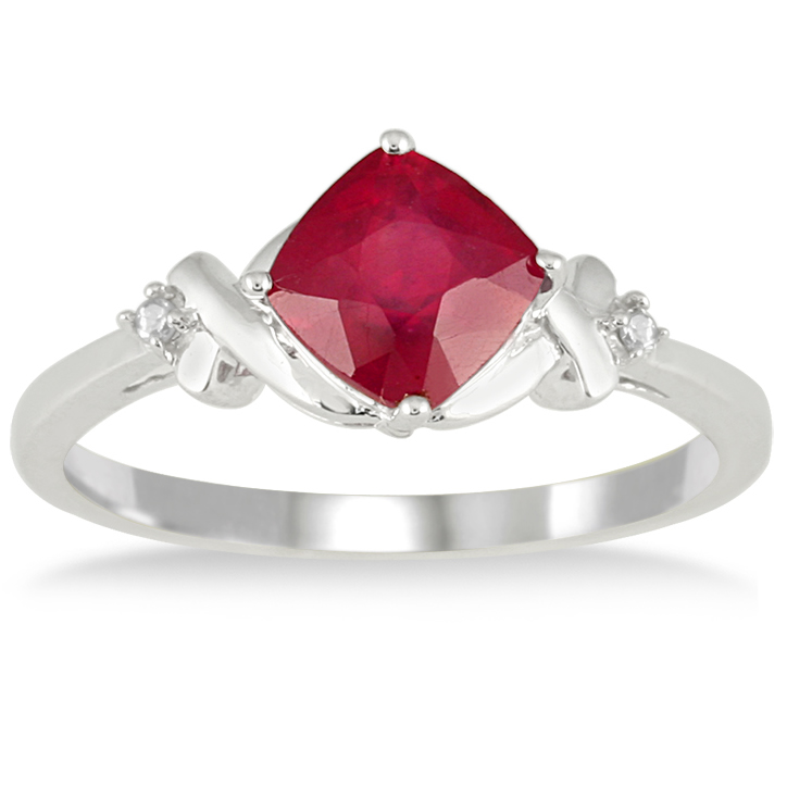 1.80 Carat Diamond and Ruby Ring in 10K White Gold