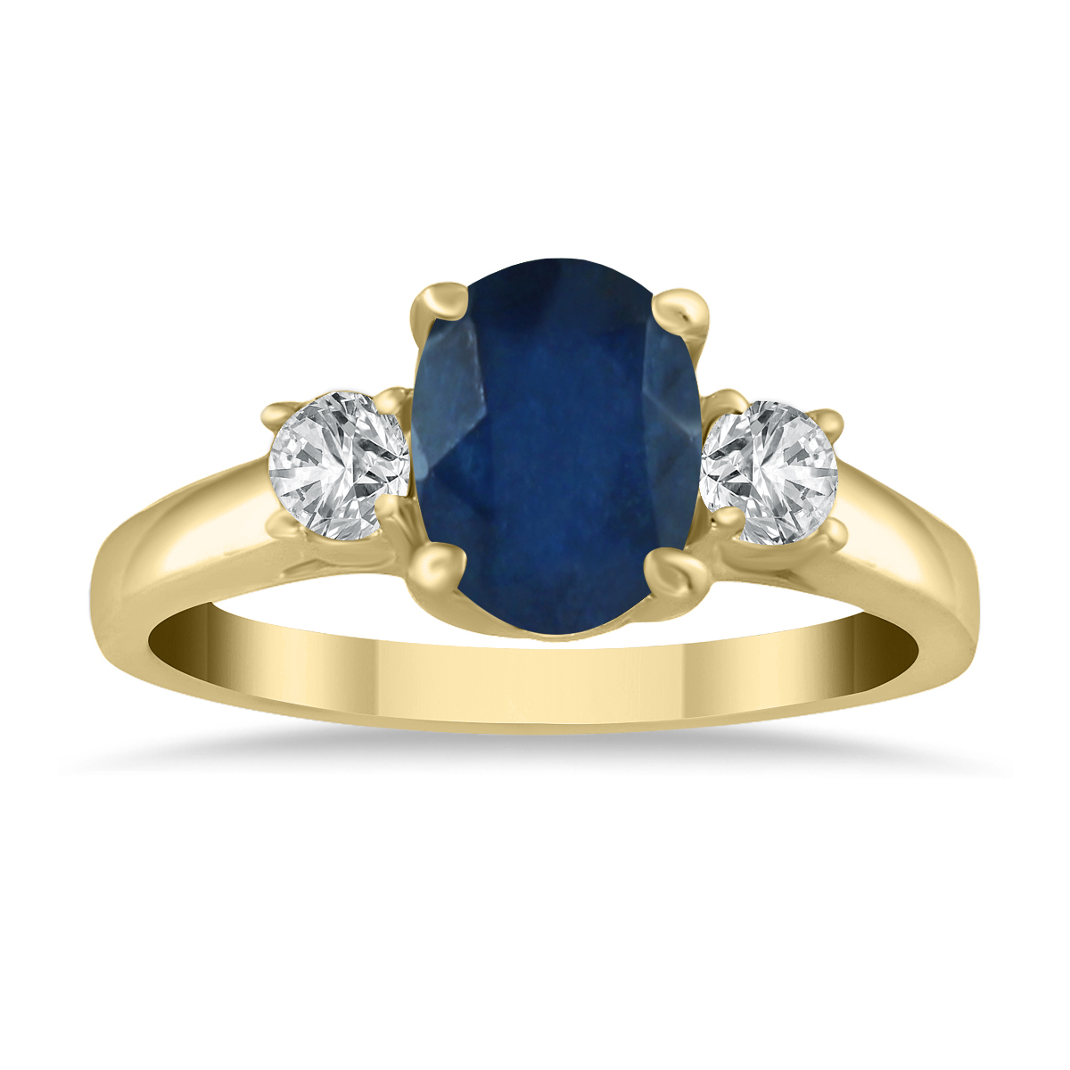 1.35 Carat Sapphire and Diamond Three Stone Ring in 14K Yellow Gold