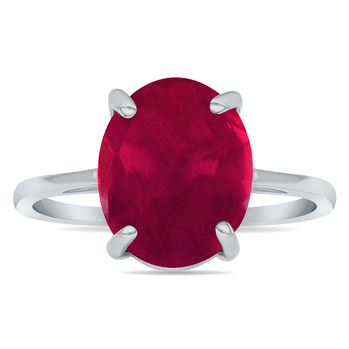 6 Carat Oval 12X10mm Ruby Ring in .925 Sterling Silver