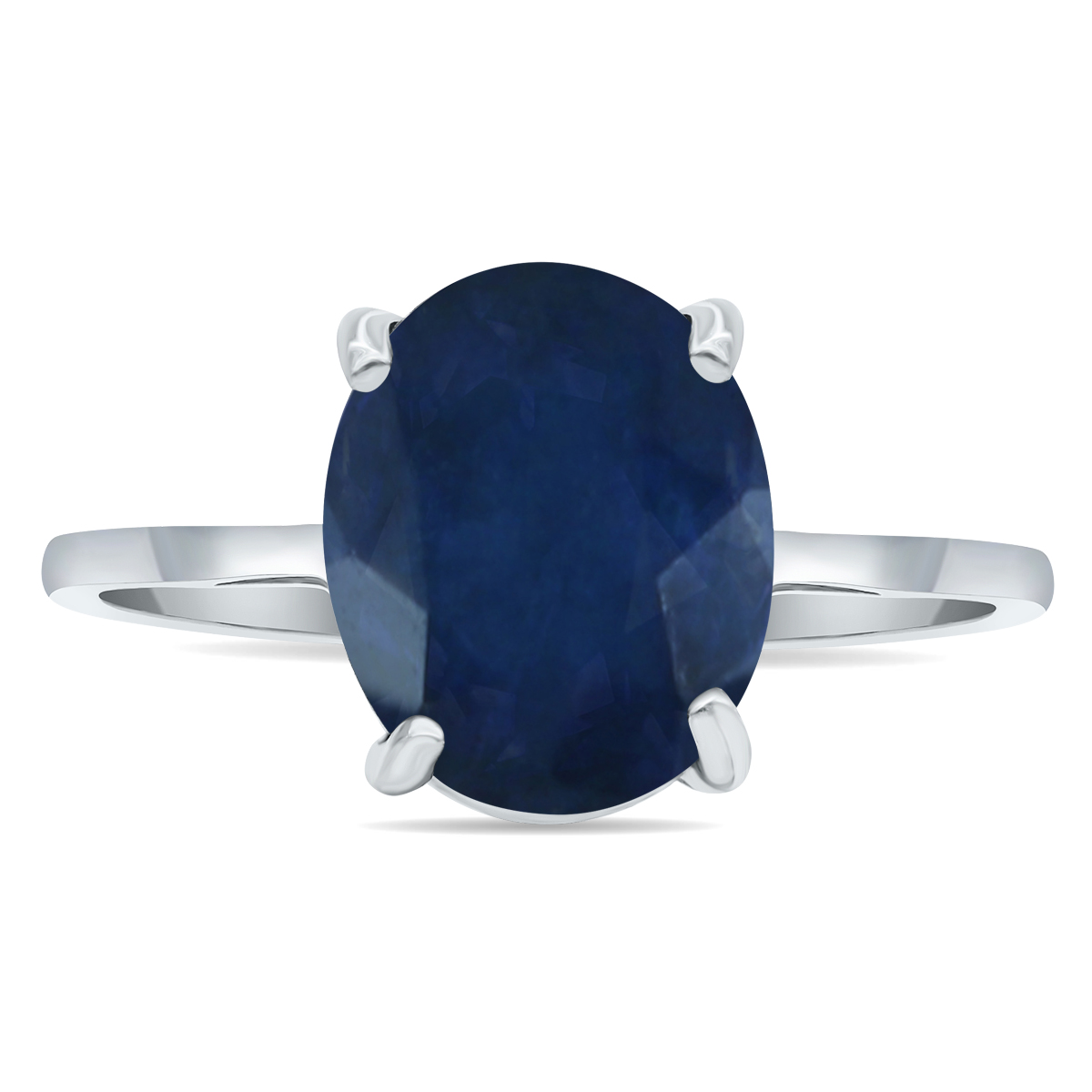 6 Carat 12X10mm Oval Sapphire Ring in .925 Sterling Silver