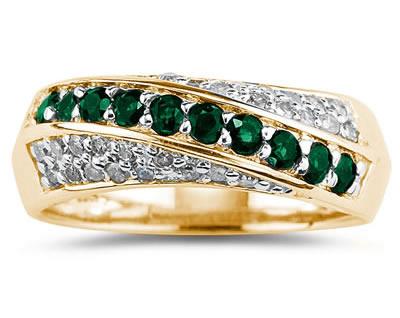 Emerald and Diamond Ring 10k Yellow Gold