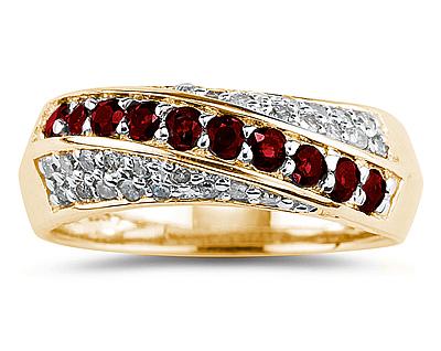 Ruby and Diamond Ring 10k Yellow Gold