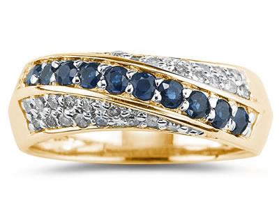 Sapphire and Diamond Ring 10k Yellow Gold