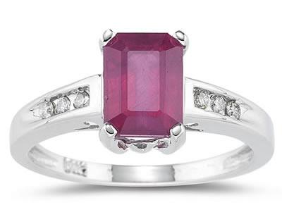 Ruby and Diamond Ring in 14k White Gold