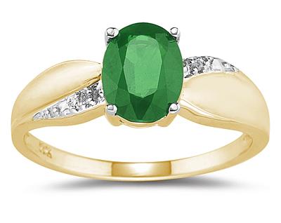 Emerald and Diamond Ring 10K yellow Gold