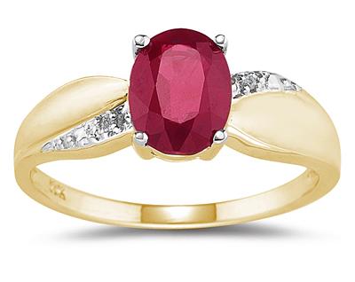 Ruby and Diamond Ring 10k Yellow Gold