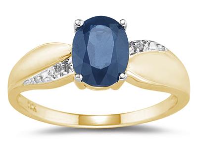 Sapphire and Diamond Ring 10k Yellow Gold
