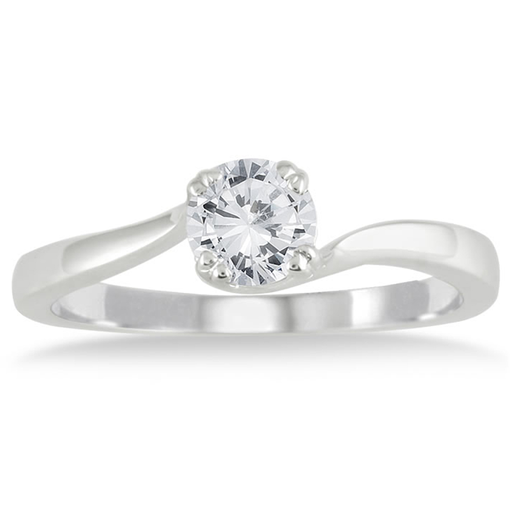 1/2 Carat Diamond Solitaire Ring in 10K White Gold