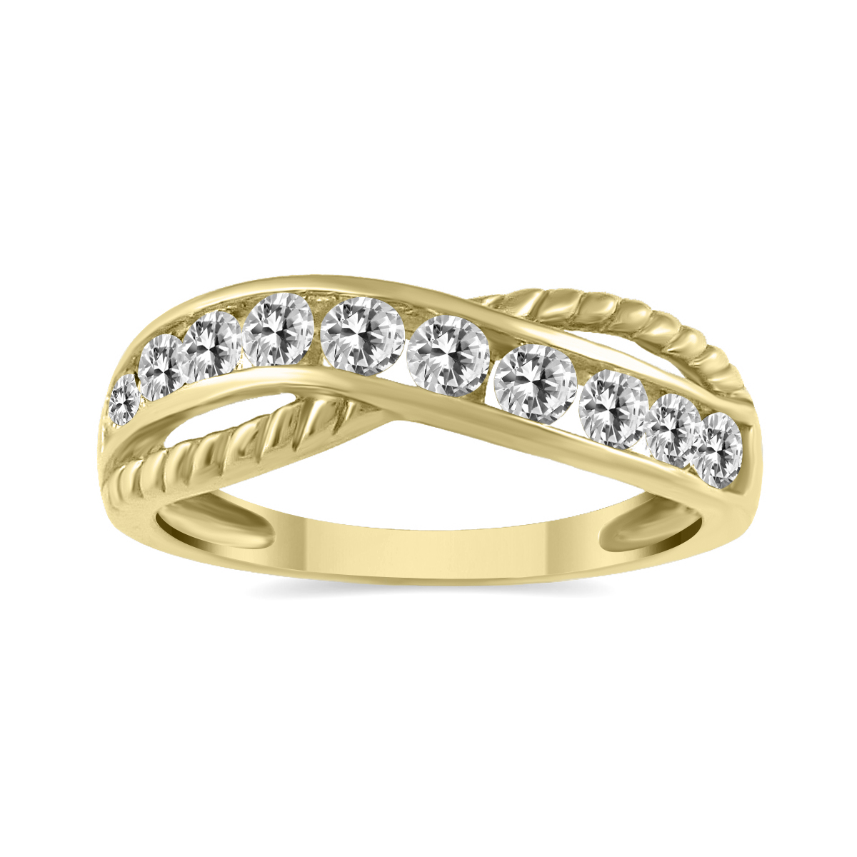 1/2 Carat TW 10 Stone Diamond Ring in 14K Yellow Gold
