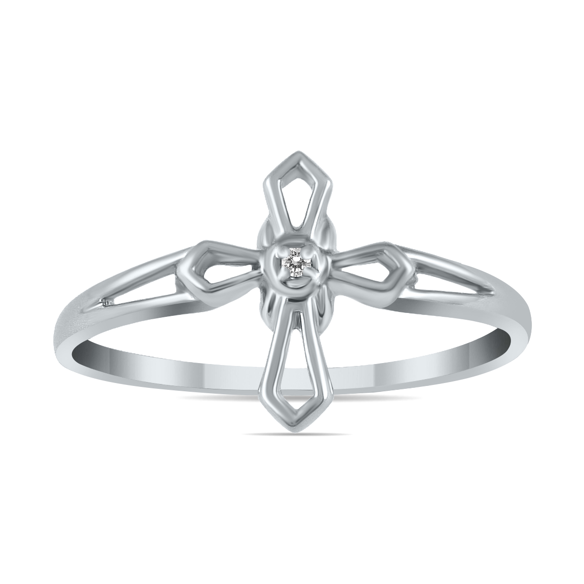 .05 Carat Diamond Cross Ring in 10K White Gold