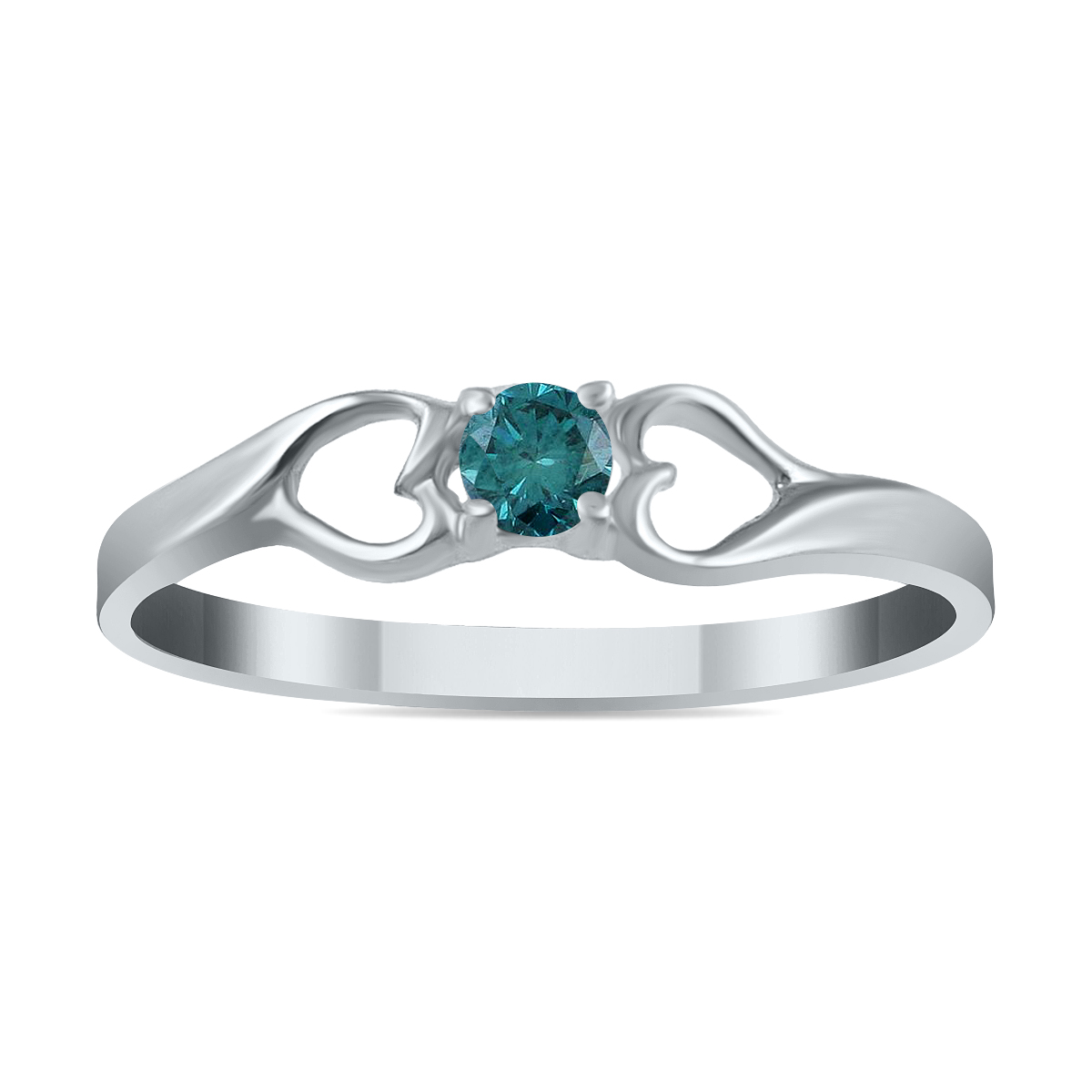 1/10 Carat TW Blue Diamond Heart Ring in 10K White Gold