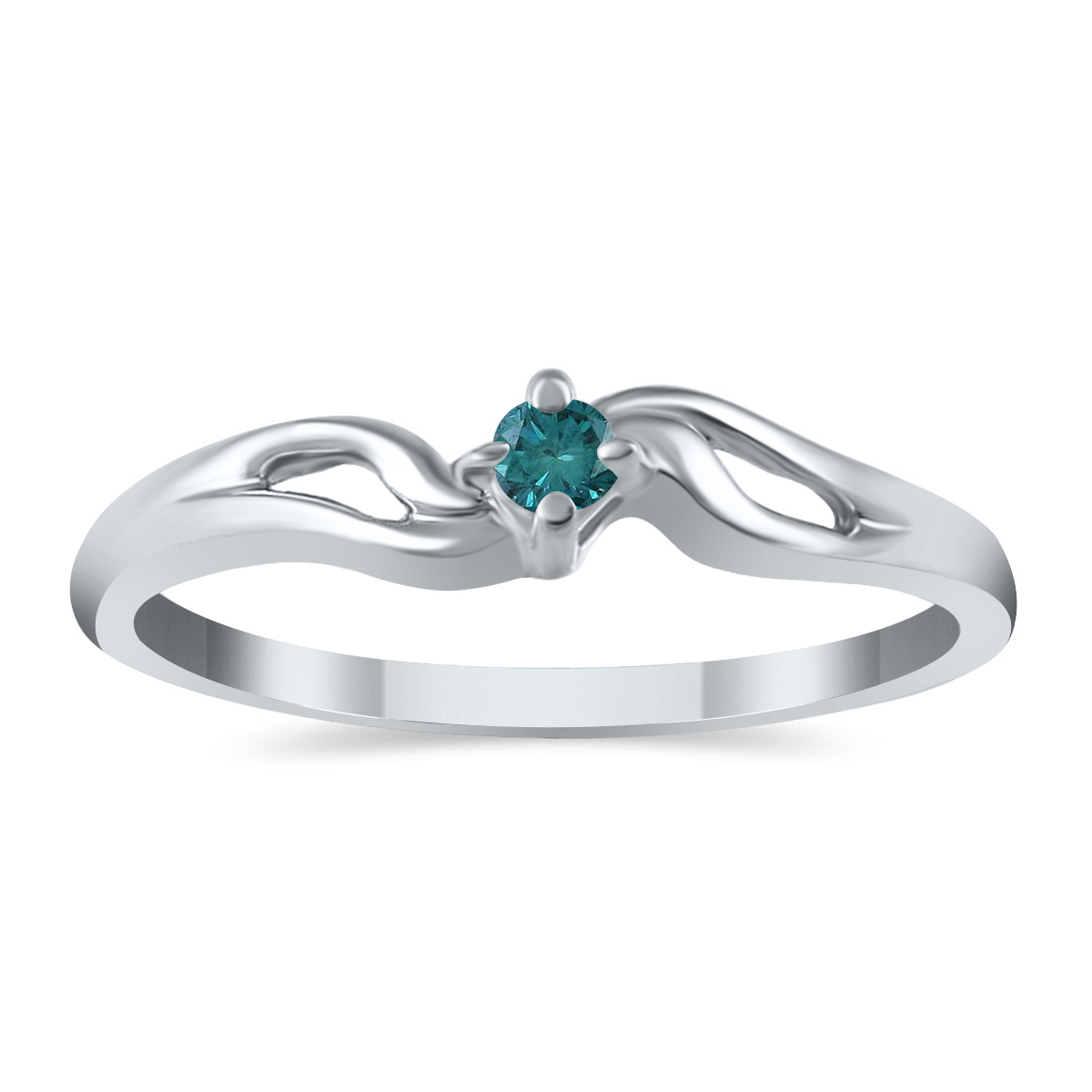 .05 Carat TW Blue Diamond Promise ring in 10K White Gold