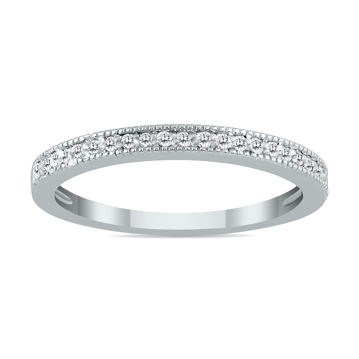 1/10 Carat TW Diamond Wedding Band in 10K White Gold Image