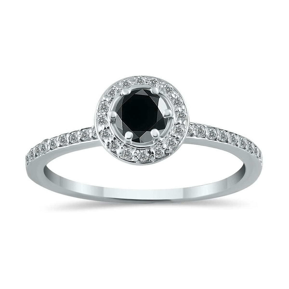 1/2 Carat TW Black and White Diamond Ring in 14K White Gold