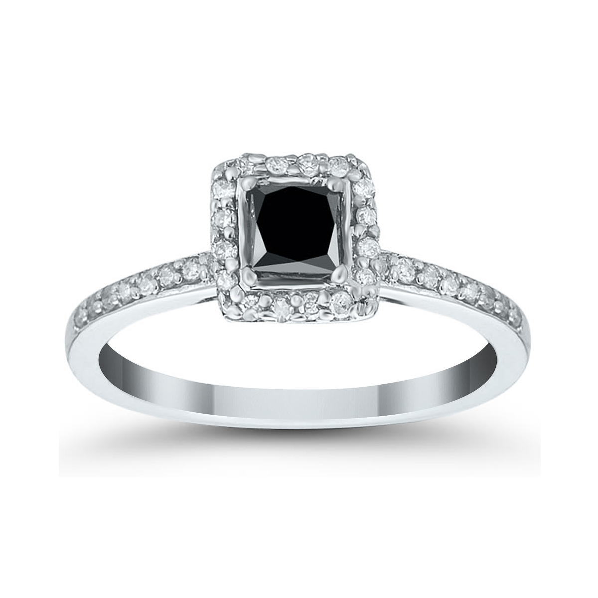 Black and White Diamond Ring in 10K White Gold