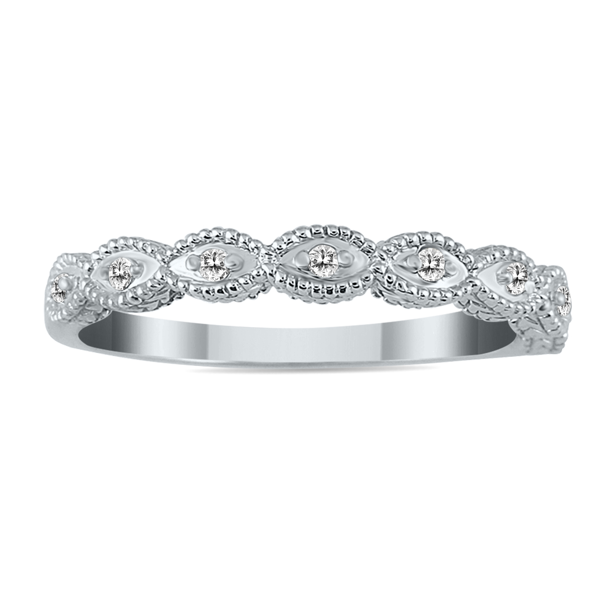 1/10 Carat TW Oval Natural Diamond Band in 10K White Gold