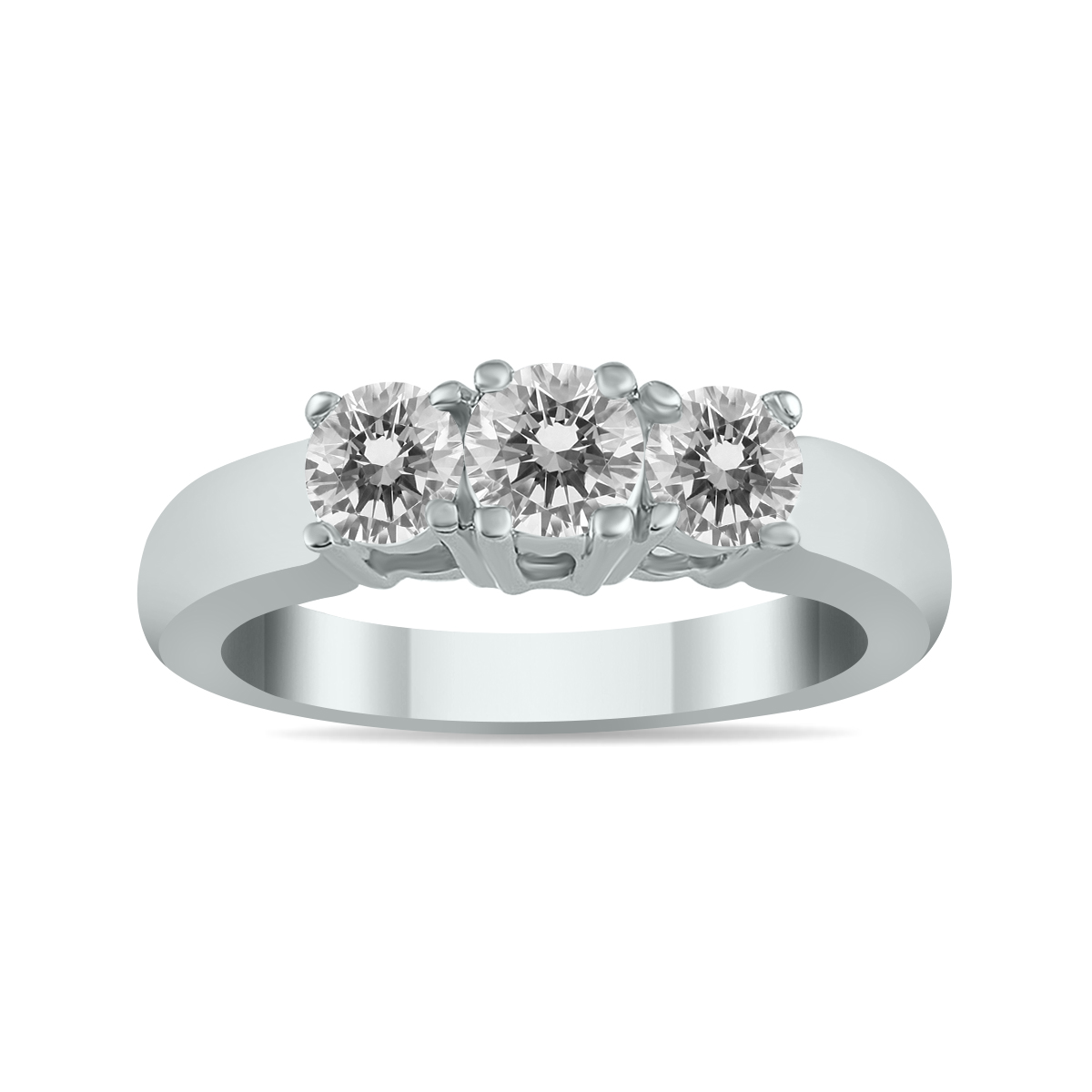 AGS Certified 1 Carat TW Three Stone Diamond Ring in 10K White Gold