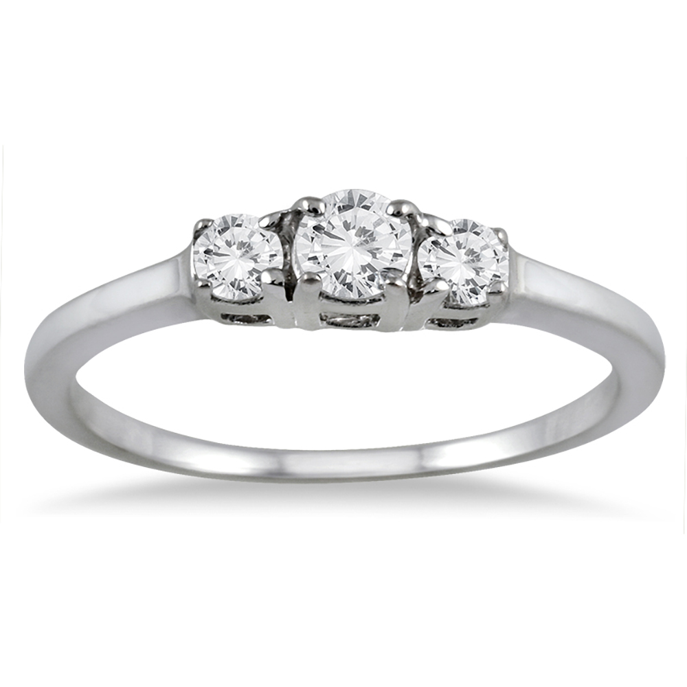 1/4 Carat TW Three Stone Diamond Ring in 10K White Gold