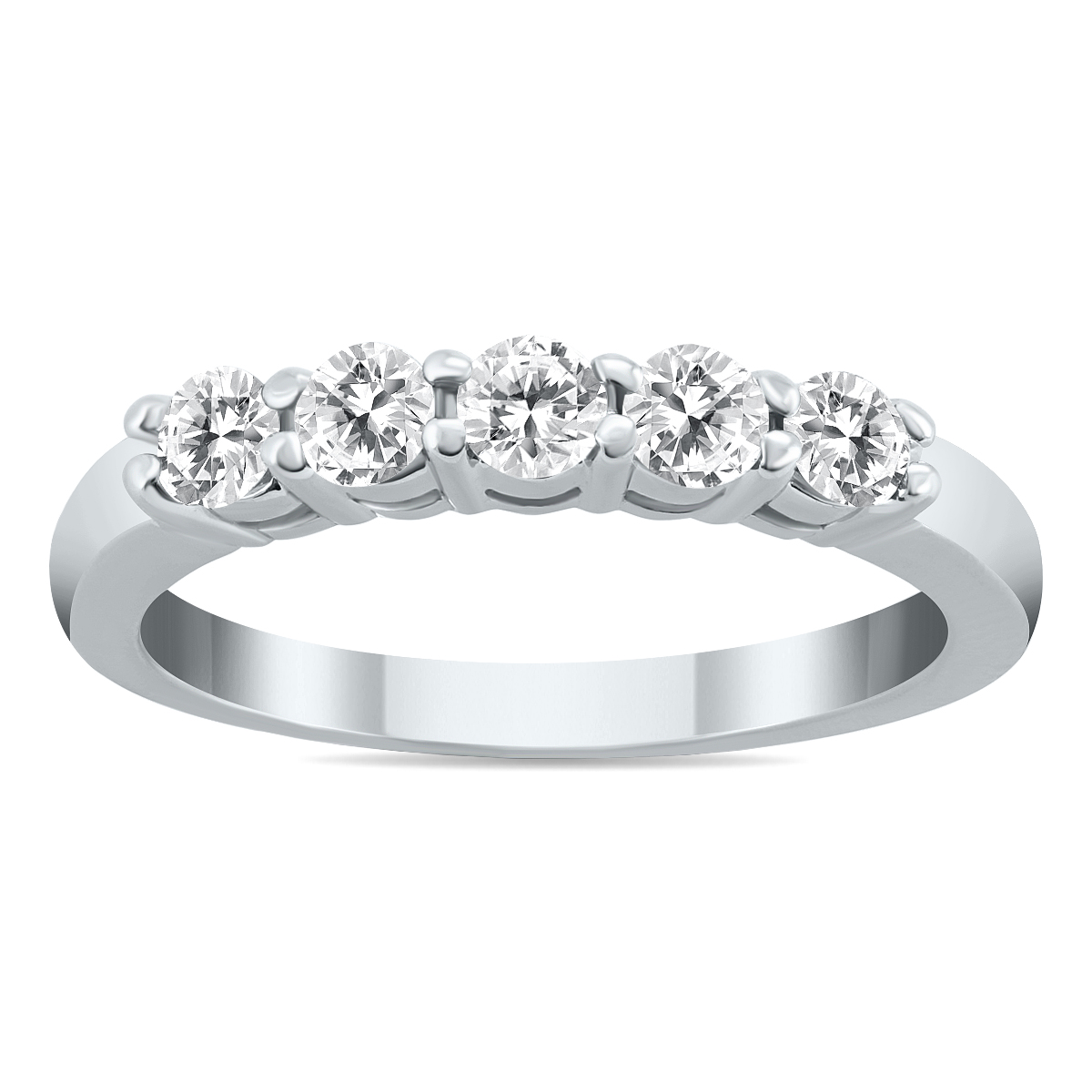 1/2 Carat TW Five Stone Diamond Wedding Band in 10K White Gold
