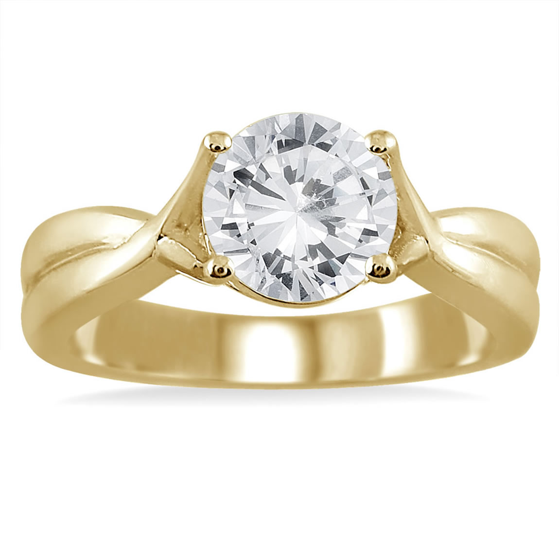 AGS Certified 1 Carat Diamond Solitaire Ring in 14K Yellow Gold (H-I Color, I2-I3 Clarity)