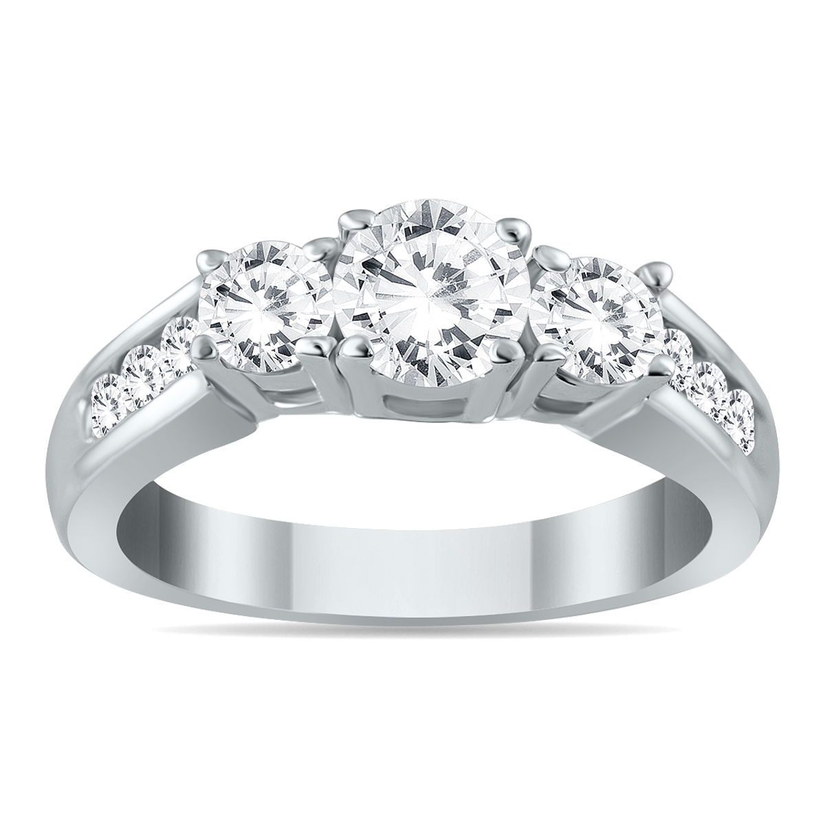 1 1/2 Carat TW Diamond Three Stone Ring in 10K White Gold