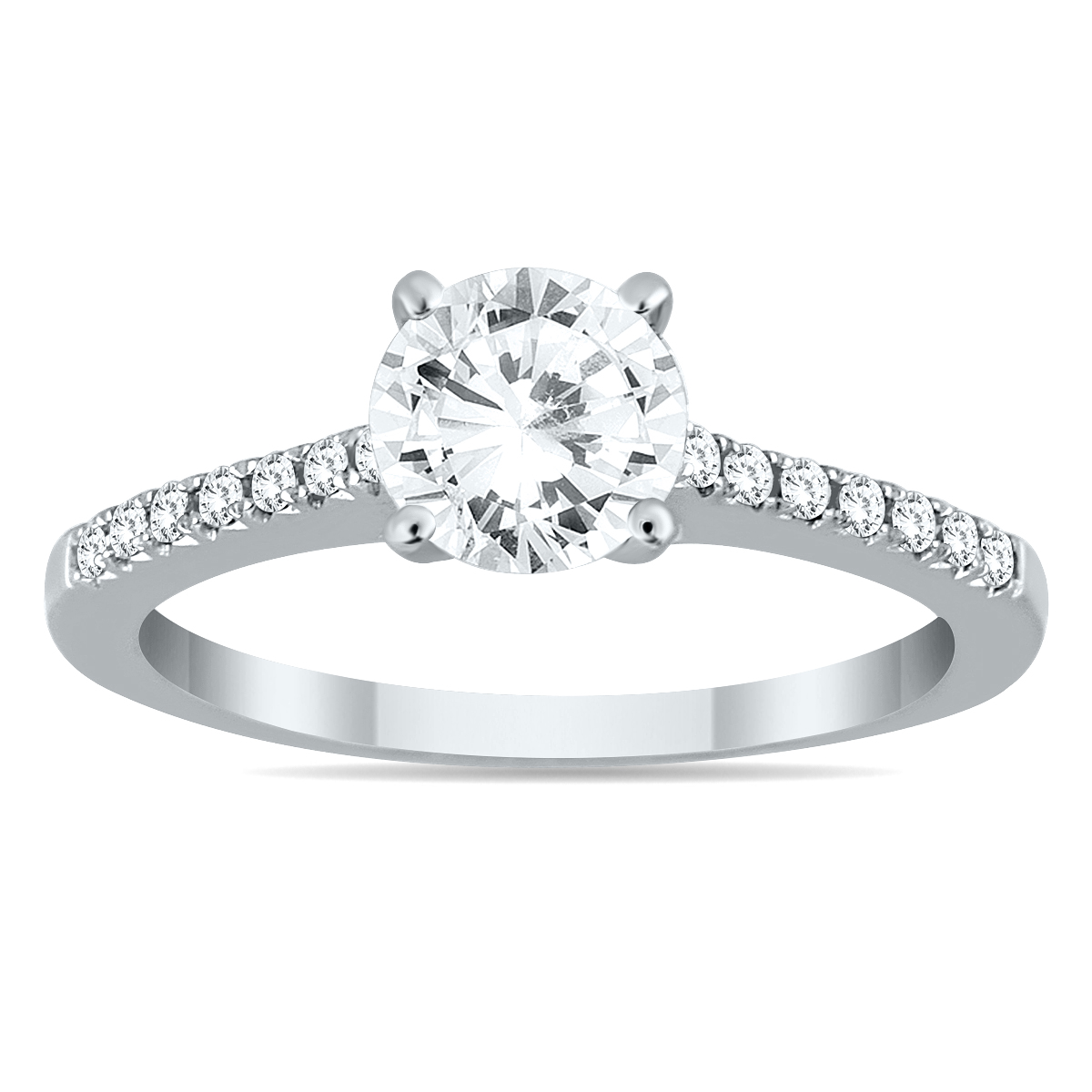 Certified 1 1/8 Carat TW Diamond Ring in 14K White Gold (H-I Color, I1-I2 Clarity)