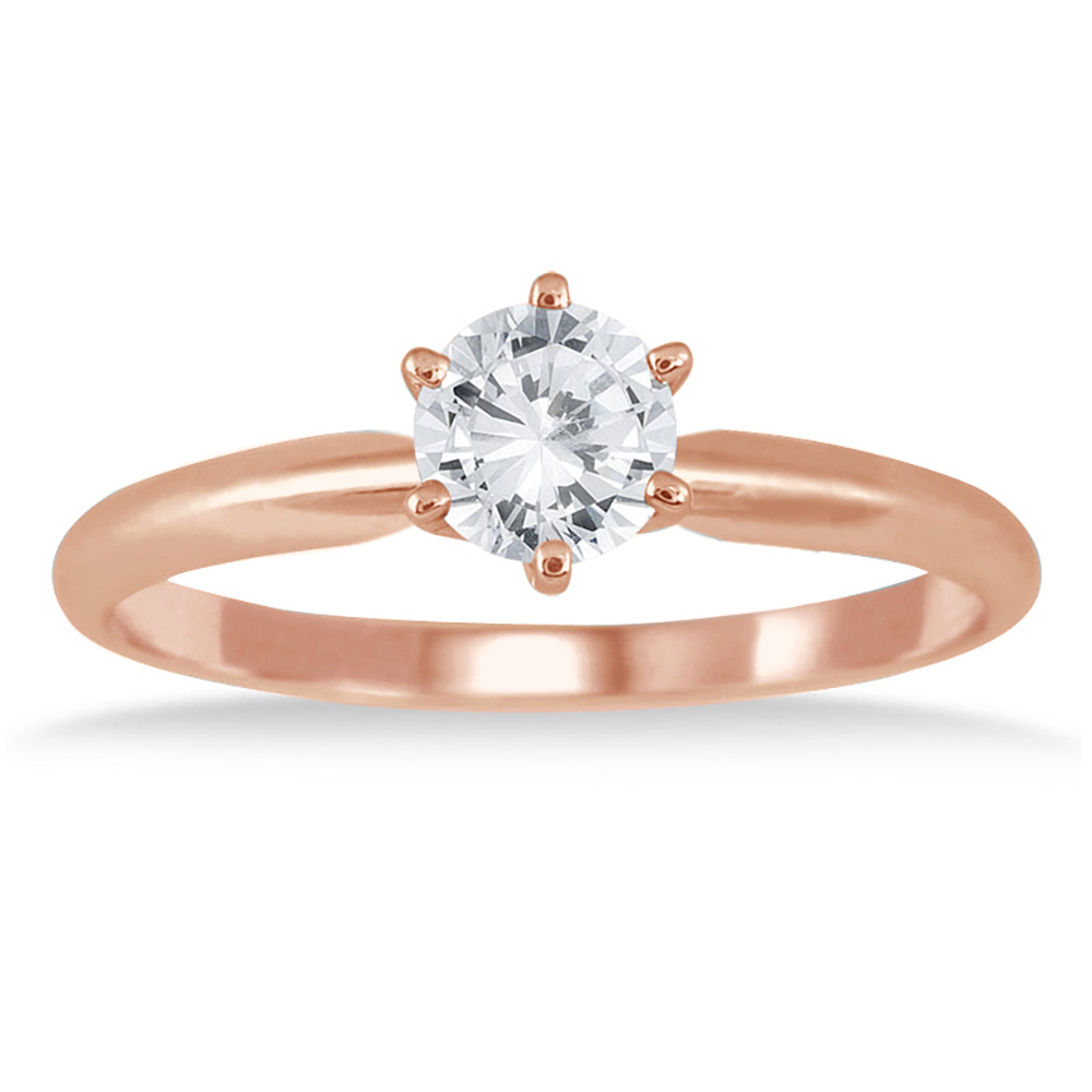 1/2 Carat Diamond Solitaire Ring in 14K Rose Gold