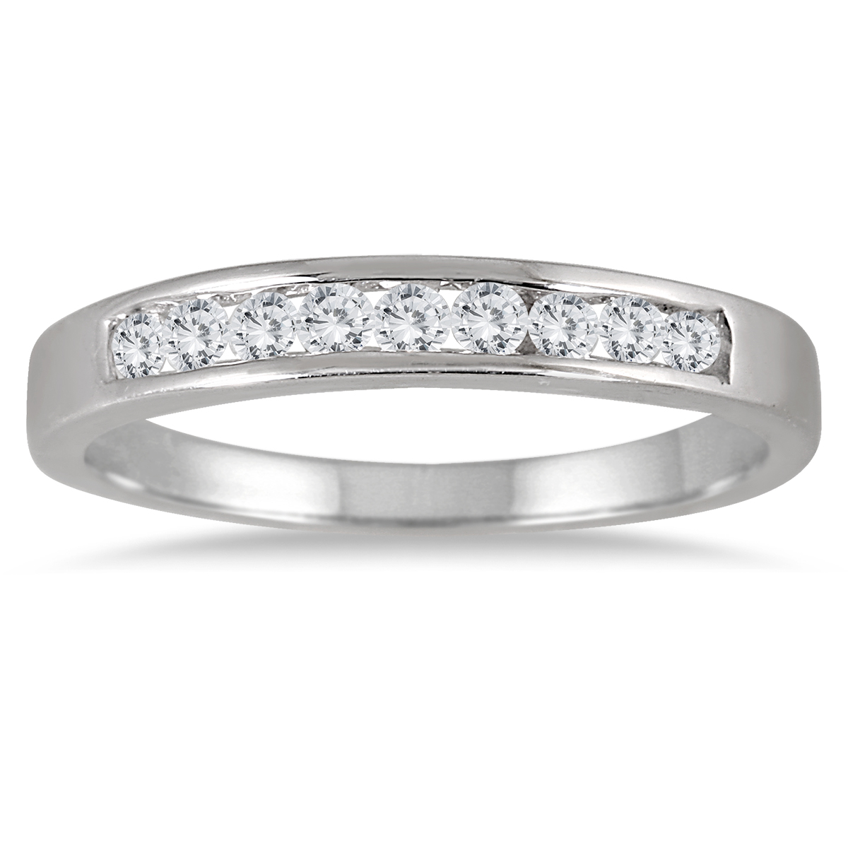 1/4 Carat TW Channel Set Natural Diamond Band in .925 Sterling Silver