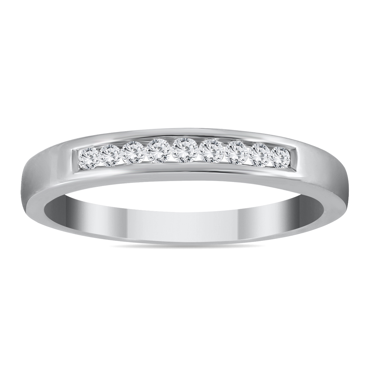 1/10 Carat TW Channel Set Natural Diamond Band in .925 Sterling Silver