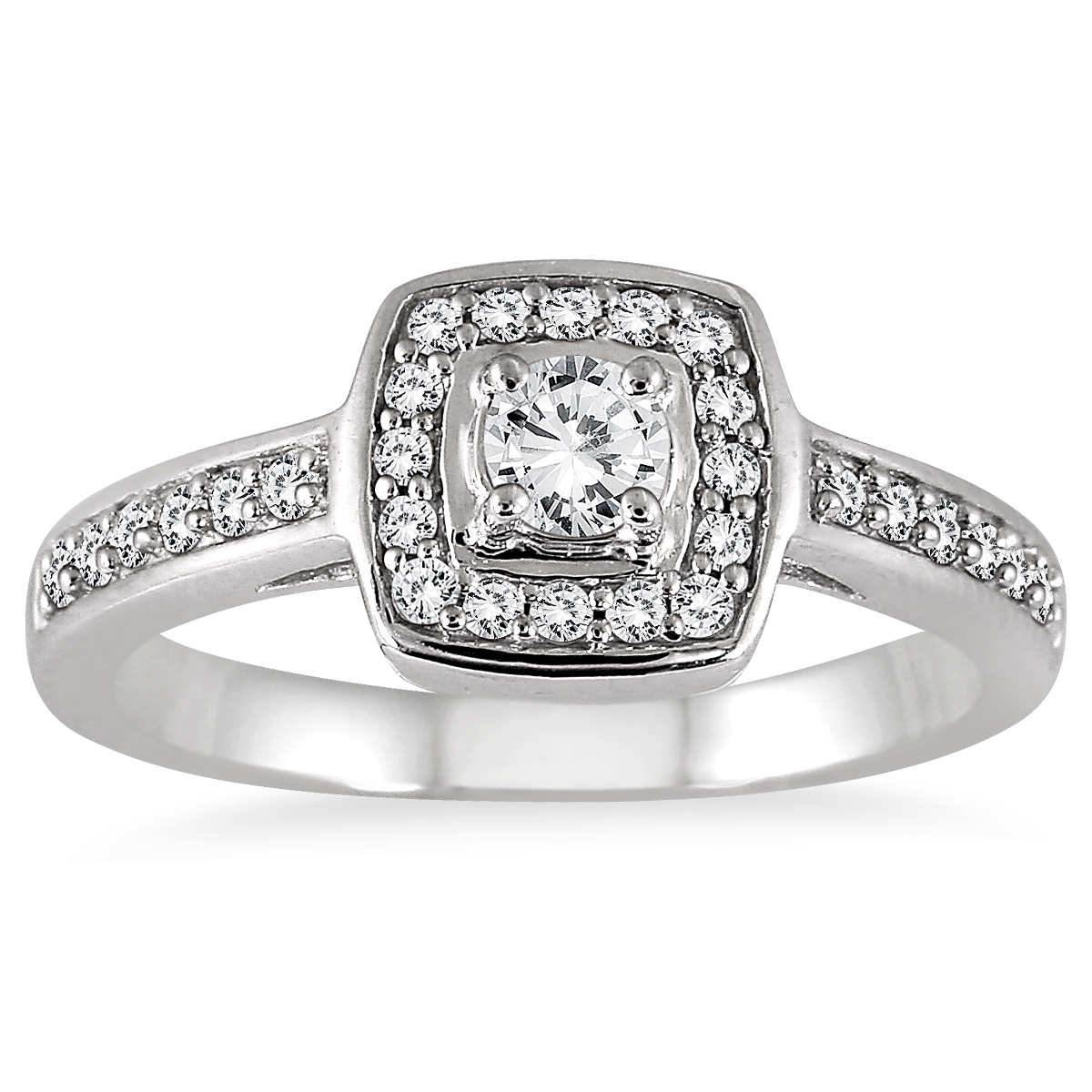 1/2 Carat TW Diamond Halo Ring in 10K White Gold