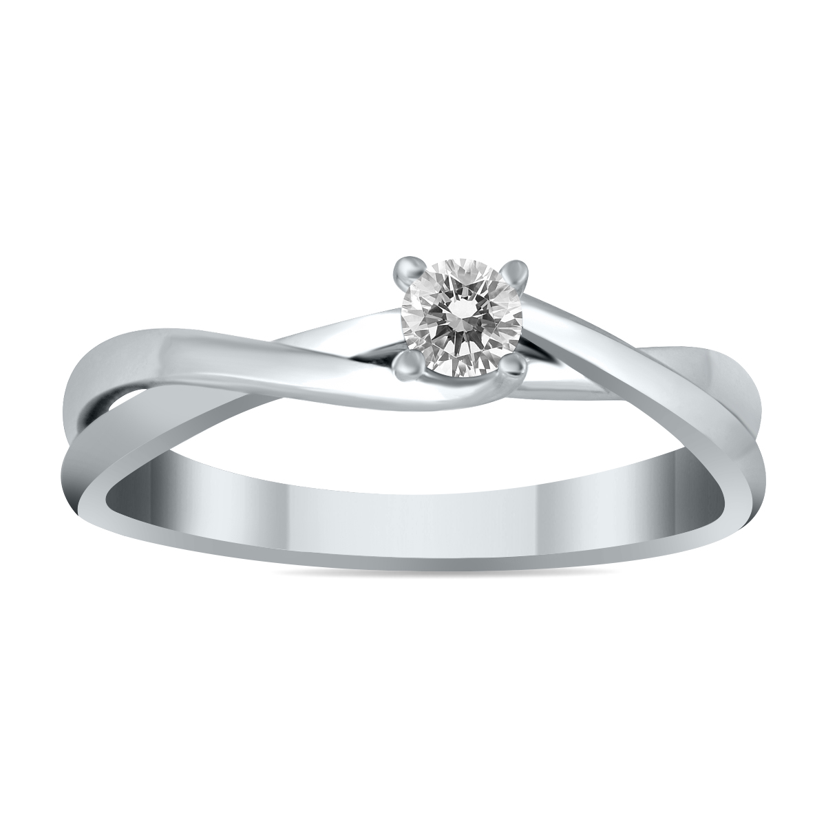 1/8 Carat TW Natural White Diamond Twist Ring in 10K White Gold