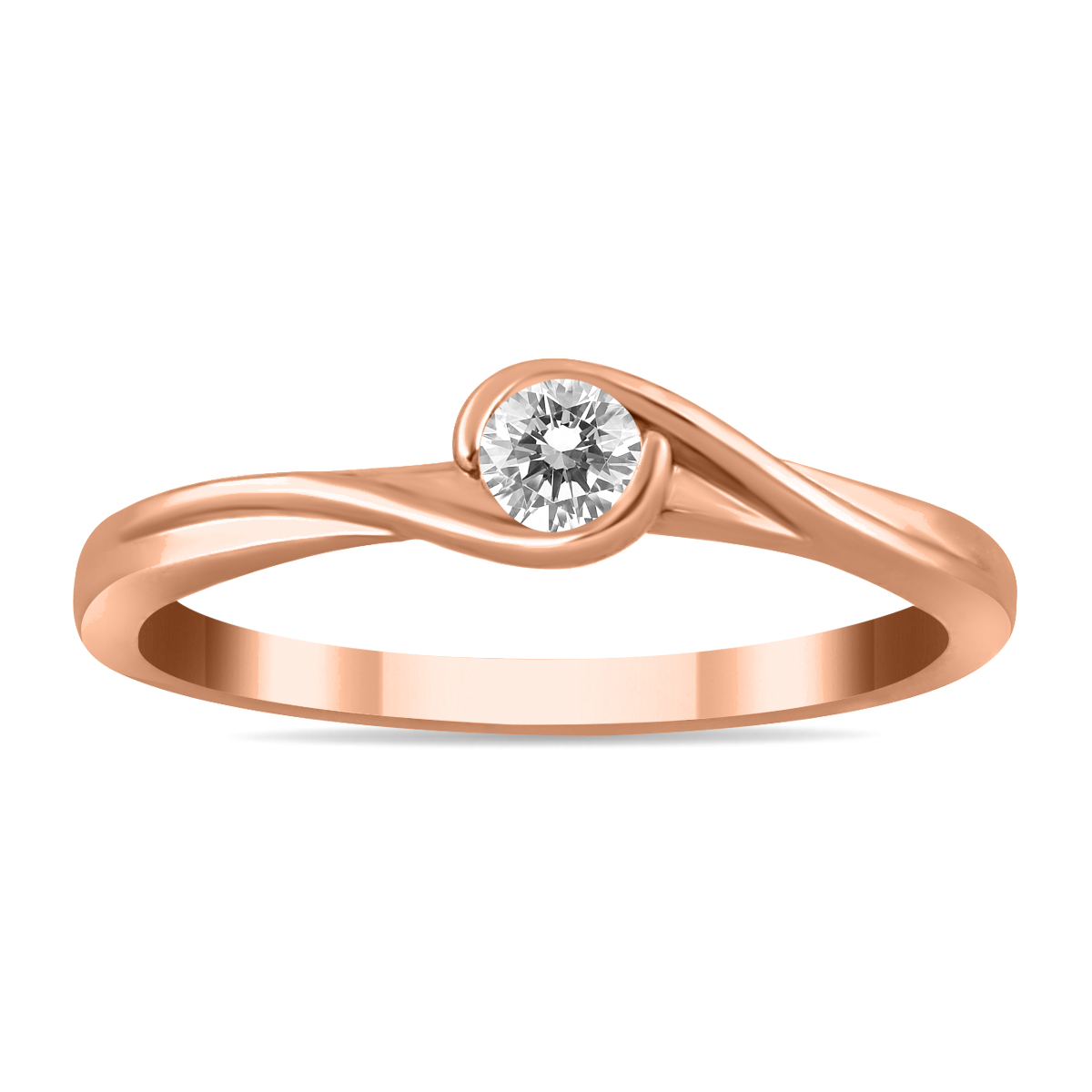 1/6 Carat Diamond Solitaire Twist Ring in 10K Rose Gold