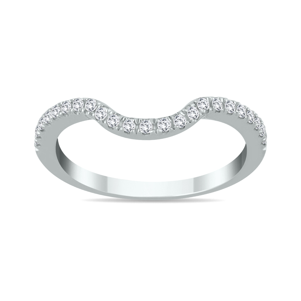 1/6 Carat TW Curved Diamond Wedding Band in 14K White Gold