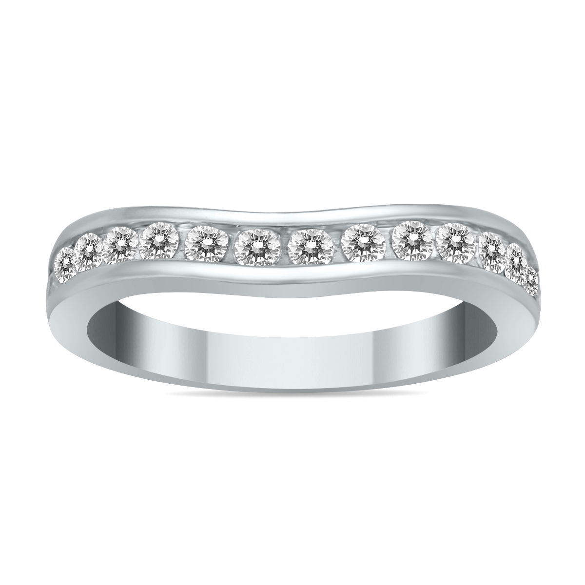 1/2 Carat TW Diamond Channel Set Curved Band in 10K White Gold