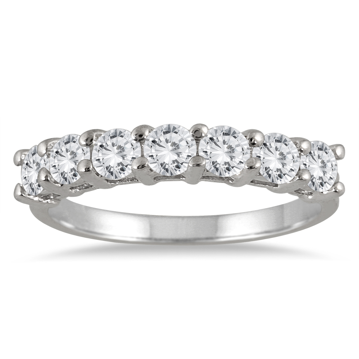 1.00 Carat Seven Stone Diamond Wedding Band in 14K White Gold