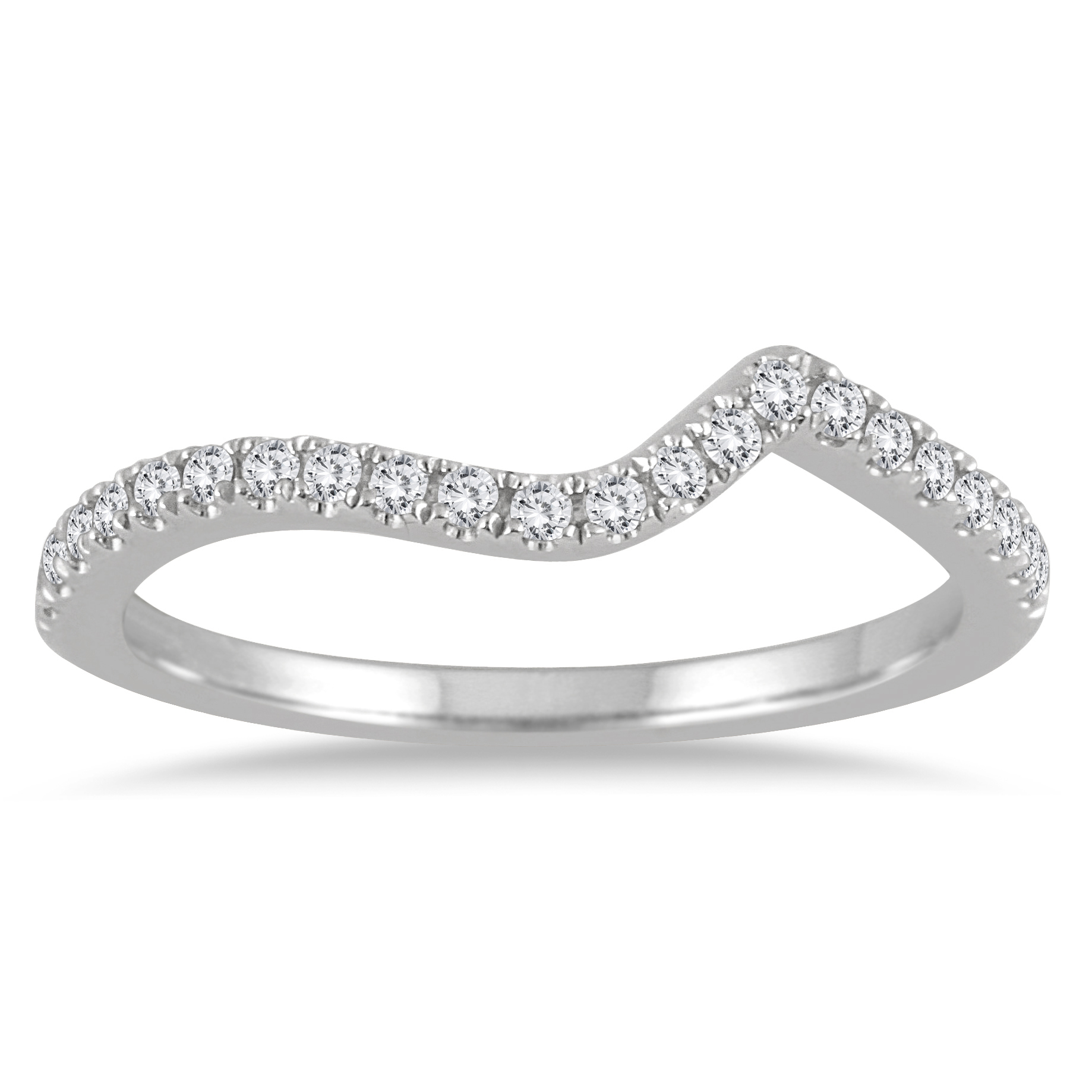 1/6 Carat TW Diamond Curved Wedding Band in 14K White Gold