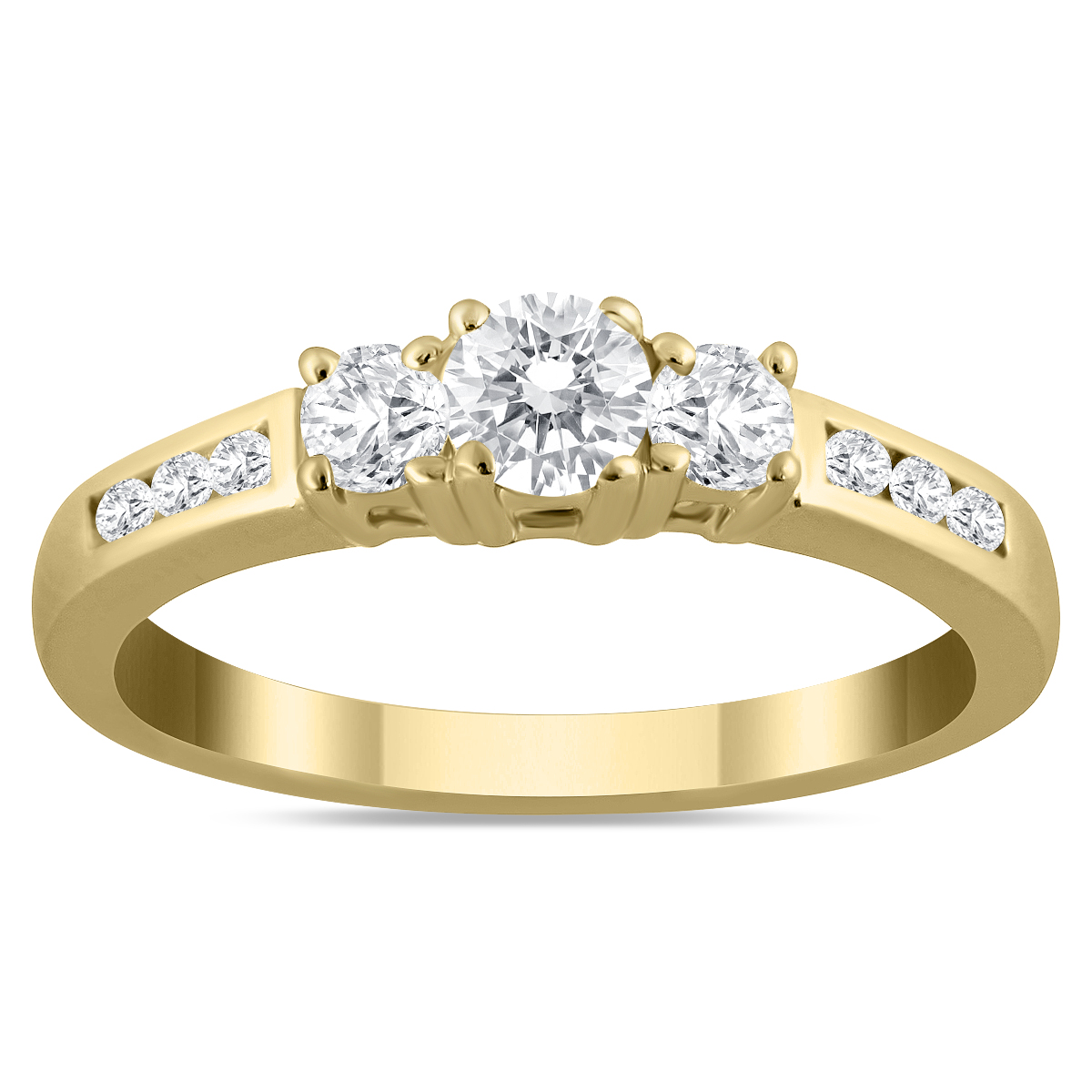 Image of 1/2 Carat TW Diamond Three Stone Ring in 10K Yellow Gold (K-L Color I2-I3 Clarity)