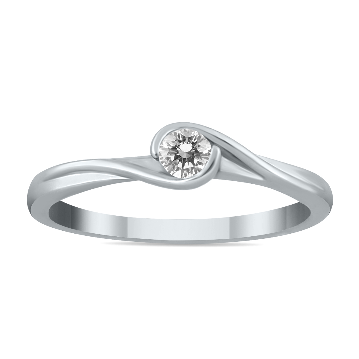1/6 Carat Diamond Solitaire Ring in 10K White Gold