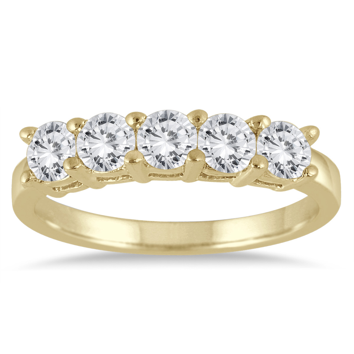 1 Carat TW Five Stone Wedding Band in 14K Yellow Gold