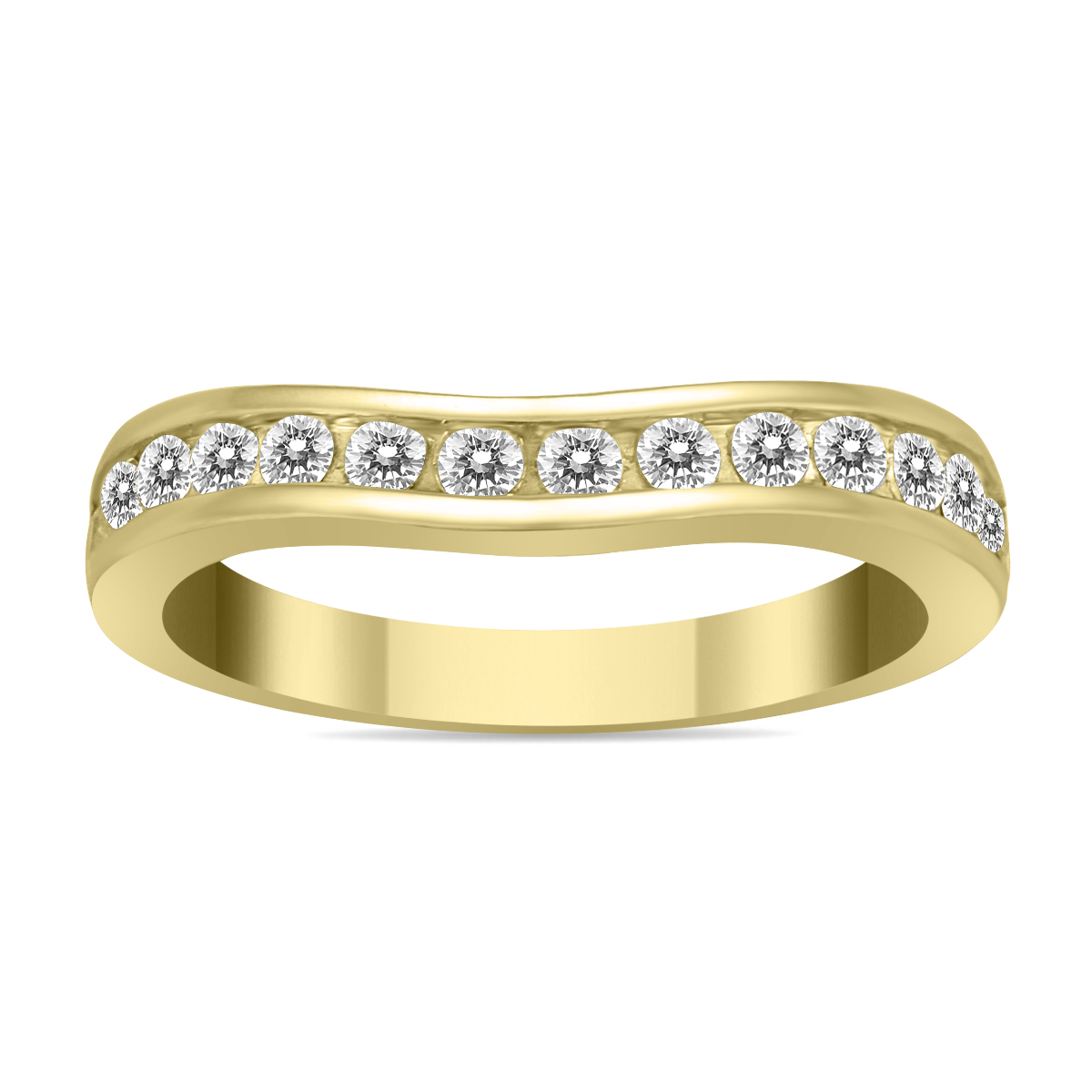 1/2 Carat TW Diamond Channel Set Curved Band in 10K Yellow Gold