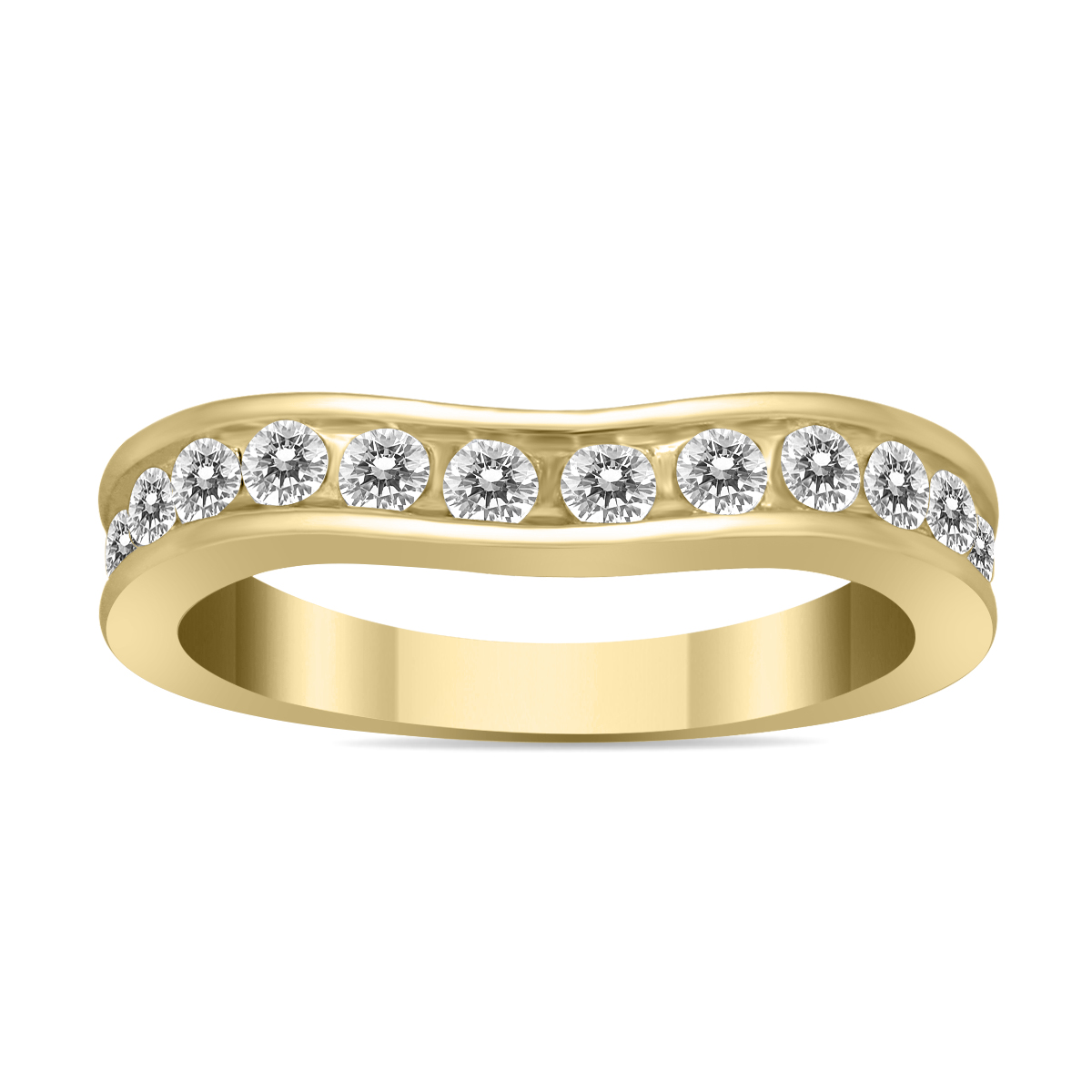 Image of 1 Carat TW Diamond Channel Set Curved Band in 14K Yellow Gold