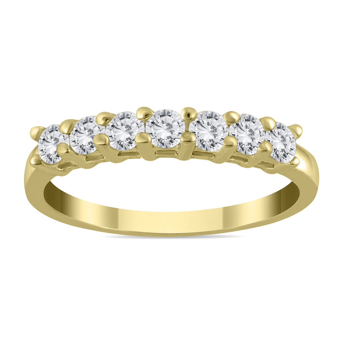 Image of 1/2 Carat TW 7 Stone Natural Diamond Band in 10K Yellow Gold
