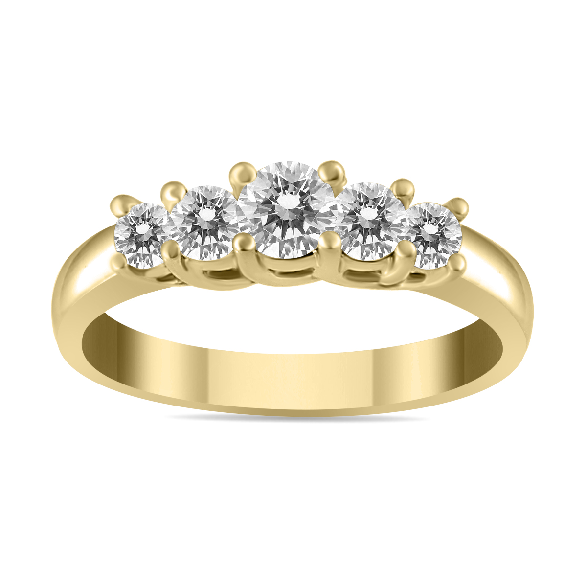 3/4 Carat TW Diamond Five Stone Ring in 14K Yellow Gold