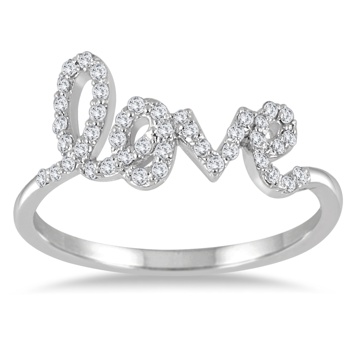 1/4 Carat TW Diamond Love Ring in 14K White Gold