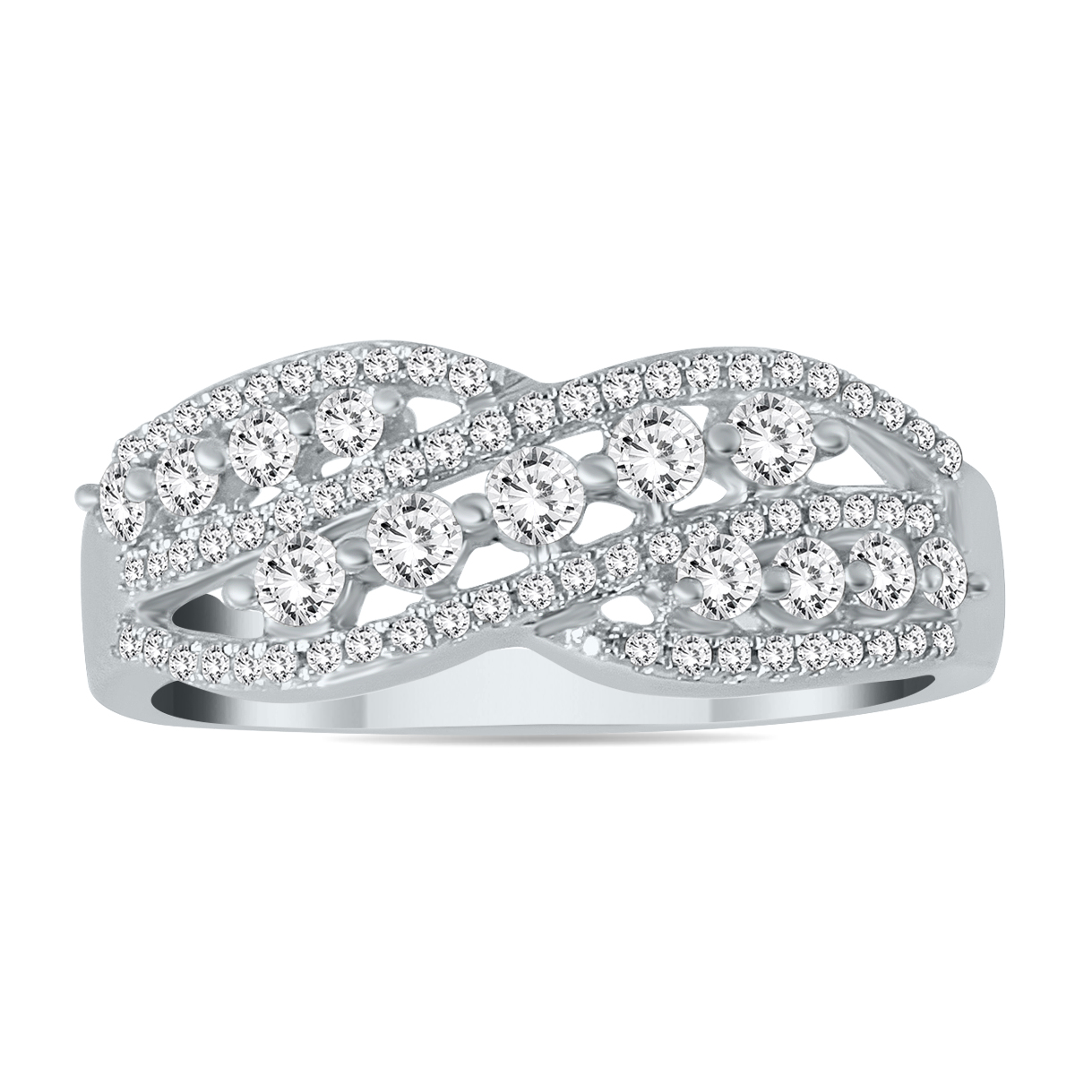 5/8 Carat TW Natural White Diamond Bold Fashion Ring in 10K White Gold