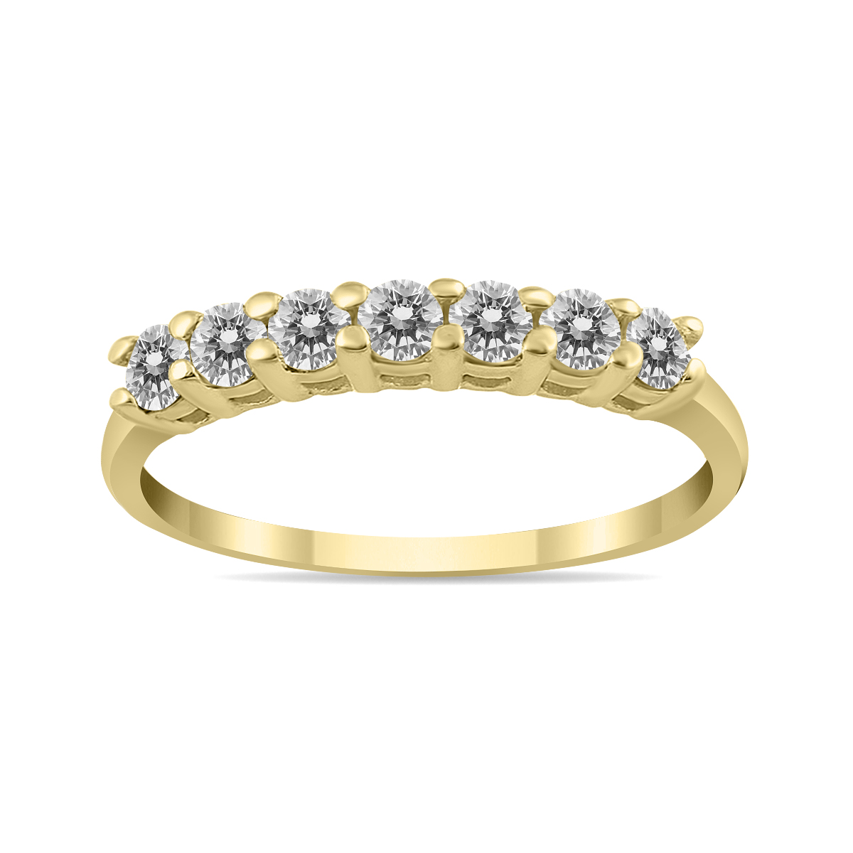Image of Certified 1/2 Carat TW Seven Stone Diamond Wedding Band in 10K Yellow Gold
