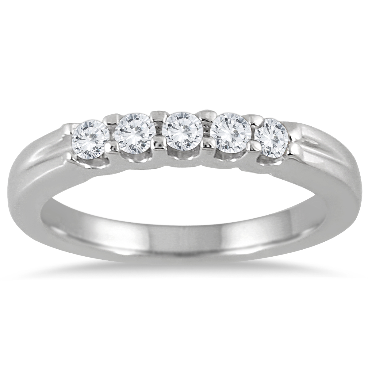 1/4 Carat TW Five Stone Diamond Wedding Band in 14K White Gold