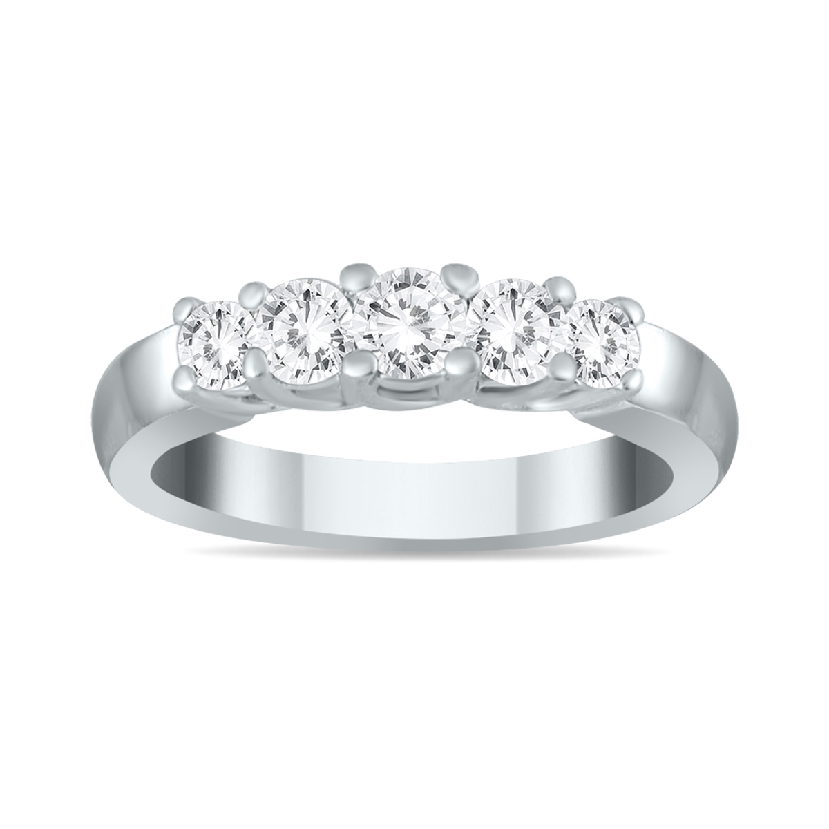 3/4 Carat TW Five Stone Diamond Wedding Band in 10K White Gold
